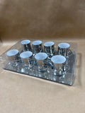 17 Piece Espresso Mug Set With Spoons And Mirrored Tray