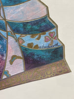 Ribbon Fan by Woodworth; Signed (Paper is Wavy Under Glass)