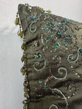 Olive Green Bead & Sequin Embellished Throw Pillow