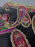 Bead Embroidered Black Velvet Stocking
