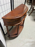 ***AS IS***International Caravan Inc. Carved Wood Half Moon Table with Drawer***READ DESCRIPTION***