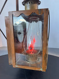 Copper & Brass Vintage Electric Lantern with Flickering Bulb (WORKS)