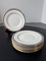 (C) 8-Piece Wedgwood England Palatia R4700 Greek Key Bone China Dessert/Bread Plates Set