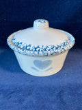 Small Blue And White Heart Sugar Bowl With lid