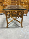 Rattan Glass Top Side Table