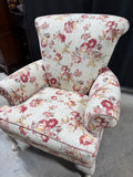 Cream/Red Floral Upholstered Chair