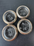 4-Piece B-I Pressed Glass & Sterling Silver Coasters