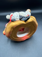 Ceramic Christmas Santa Claus With Bell Music Box WORKS