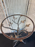 Black & Copper Tone Metal Bird in Branches Accent Table