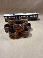 Set Of 6 Wooden Scandinavian Napkin Rings With Box