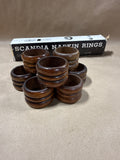 Set Of 6 Wooden Scandinavian Napkin Rings With Box