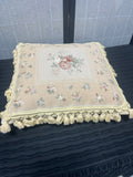 Needlework Pillow with Tasseled Edges