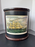Wooden Cutty Sark Ship Vintage Wastebasket