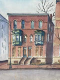 Original Watercolor of Brick Row Houses Signed; Thomas Malloy 81’