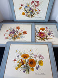 North American Wildflowers Cork Back Pimpernel Placemats With Box - Set Of 4