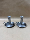 Pewter Chamberstick Push Up Candle Holders - Pair