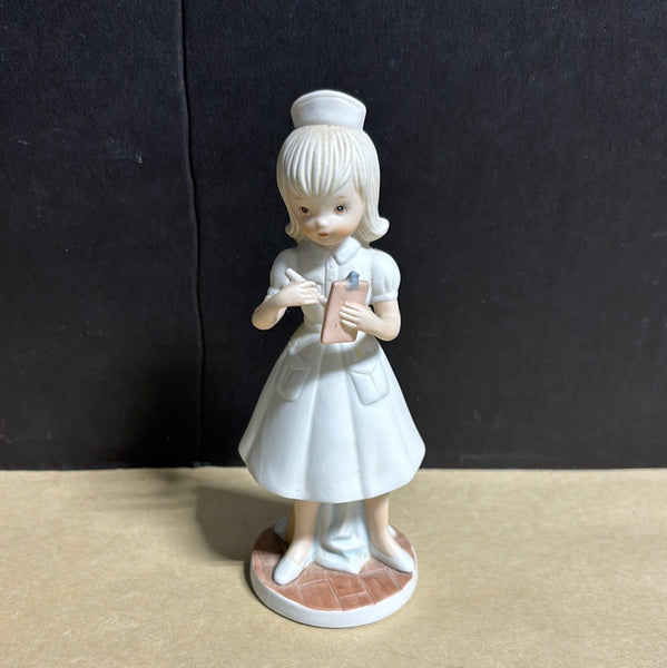 Vintage Lefton Porcelain Figurine Nurse Holding Clipboard