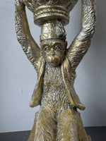 Gilded Heavyweight Resin Monkey Hurricane Lamp (WORKS)