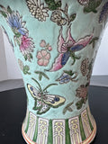 Pale Blue Chinese Butterfly Floral Vase
