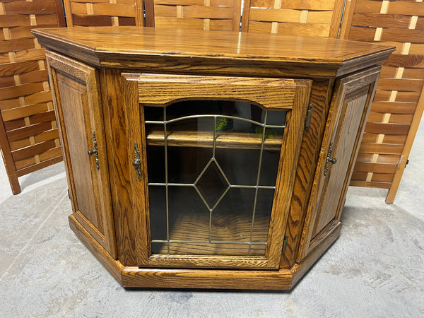 Oak Tone Entertainment Cabinet on Casters***HEAVY ITEM***