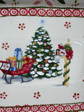 Temptations Old World Christmas Winter Scene Platter with Sled Metal Stand