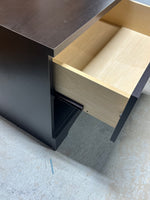 Particle Board Night Stand, dark brown, cardboard backing