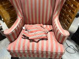 Henredon Stripe Wingback Chair With Arm Covers
