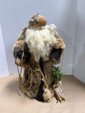Handmade Santa On Wood With Real Fur — Signed