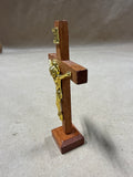Small Wood And Brass Crucifix