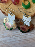Trio of Vintage Pink, Green & Gold Tone Earrings (D)