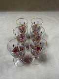 Set Of 6 Amethyst And Gold Small Wine Goblets