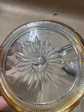 3 Piece Leonard Silverplate Rim Italian Crystal Starburst Coasters
