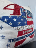 Independence Day Bead Embroidered Throw Pillow