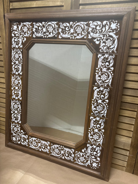 Brown & White Tile Mirror / Heavy