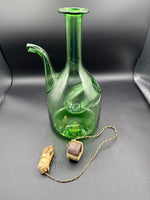 Italian Green Blown Glass Ice Chiller Decanter With Straw Stoppers