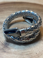 Silver Wrap Bracelet with Black Accents