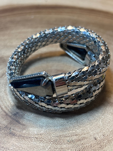 Silver Wrap Bracelet with Black Accents