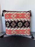 Aztec Style Printed Throw Pillow with Tassels