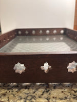 Wood Tray with Glass Insert