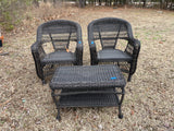 Rattan Patio Set: 2 Chairs and Coffee Table