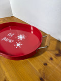 Red Metal “Let It Snow” Serving Tray