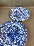 Blue Spongeware Ceramic Dinner Plates - Set Of 4