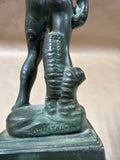 Italian Bronze David Sculpture On Marble Stand