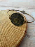 Elephant Bronze Tone Wire Bangle Bracelet