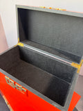 Pair of Galt International Orange Enamel Storage Boxes with Geometric Accent