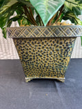 Faux Dumb Cane Plant in Metal Planter