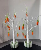 Pair of 2FT LED Lighted Easter Trees with Felt Carrot Ornaments (WORKS)