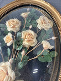 Oval French Style Floral Shadowbox with Curved Glass AS IS (READ DESCRIPTION CAREFULLY)