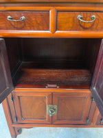 Asian Style Console Cabinet with Protective Glass