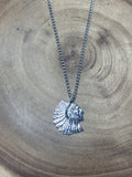 Silver Tone Necklace with Native American Pendant